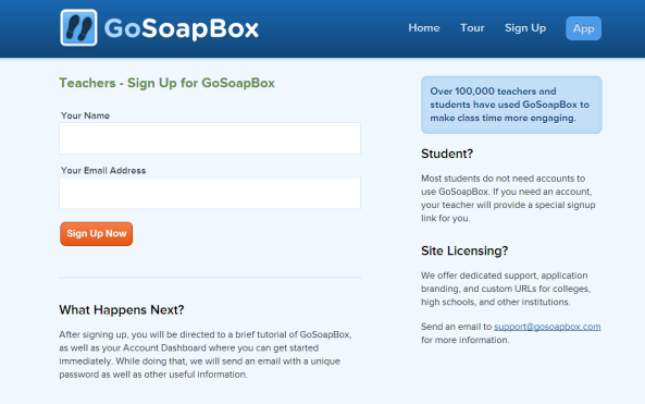 GoSoapBox - signup